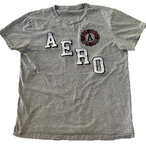 Aeropostale Men's AERO Gray Size L Short Sleeve Frayed T-Shirt